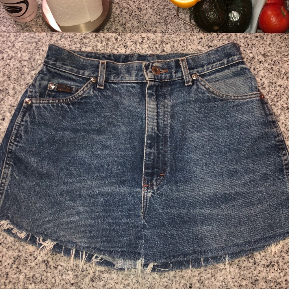 Hand sewn denim skirt